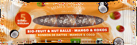 Saftige Kokosnuss trifft auf sonnengereifte Mango und zart süße Datteln - was dabei entsteht sind die wunderbaren Bio Energy Balls Mango & Kokos von Mimi's Garden.
