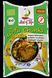 Die Tofu Chunks Masala von Lord of Tofu sind fertig gewürzt und eignen sich sowohl für die Zubereitung indischer Curry-Gerichte, als auch für Grillspieße und veganes Fleisch-Fondue.
