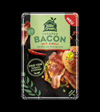 Die Veganen Baconscheiben mit Chili von Billie Green bestehen aus Weizenprotein, sind gegart und geräuchert.