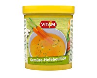 Die Gemüse Hefebouillon von Vitam mit feinen Gemüsestückchen eignet sich sehr gut als warme Zwischenmahlzeit oder zum salzreduzierten Abschmecken von Suppen und Gemüsegerichten.