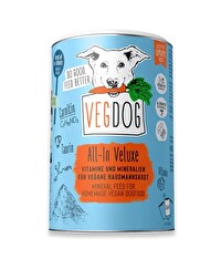 Das ALL-IN VELUXE Nahrungsergänzung für Hunde von VEGDOG ist der ideale Nährstofflieferant für alle, die ihr veganes oder vegetarisches Hundefutter selbst kochen! Jetzt günstig bei kokku bestellen!