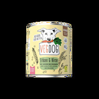 Das Senior Erbsen & Hirse von Vegdog in der 800 Gramm-Dose ist ein vollwertiges Alleinfuttermittel für ältere Hunde ab 7 Jahren.