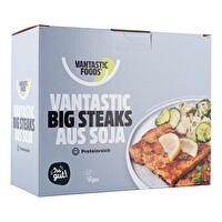 Die Soja Big Steaks von Vantastic Foods im 500g Vorratspack für die ganze Familie. Jetzt günstig bei kokku, deinem veganen Onlineshop, kaufen!