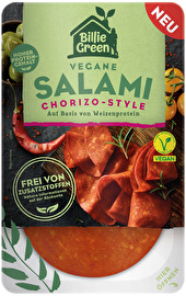 Die vegane Salami Chorizo-Style von Billie Green bringt dir spanisches Flair auf den Teller.