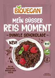 Mit dem süßen Reismoment - dunkle Schokolade von Biovegan schwebst du direkt im Schokoladenhimmel.