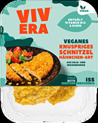 Die Vegane Hähnchen-Schnitzel von Vivera kommen im Doppelpack daher und verfügen über eine richtig krosse Cornflakes-Kruste!
