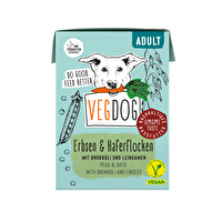 Das Adult Nassfutter von VEGDOG ist ein vollwertiges Alleinfuttermittel im nachhaltigen Tetra Pak mit allen erforderlichen Nährstoffen.