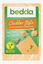 Der Block Cheddar Style von Bedda ist aromatisch im Geschmack und damit perfekt für alle Cheddarfans!
