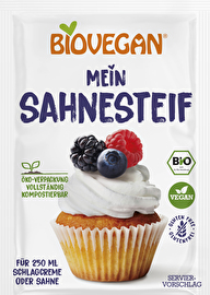 Mein Sahnesteif von Biovegan ist der optimale Festiger für Sahnetorten, Eiscreme oder Pflanzencreme. Jetzt preiswert im veganen Onlineshop von kokku bestellen!