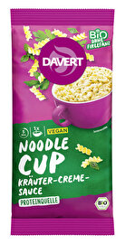 Der Noodle Cup Kräuter-Creme-Sauce von Davert macht es dir ganz leicht, wenn du zwischendurch einen kleinen Hunger verspürst.