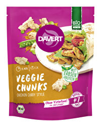 Die Veggie Chunks Chicken Curry von Davert machen sich besonders gut im Wrap, Kebap oder zu einem frischen Salat.