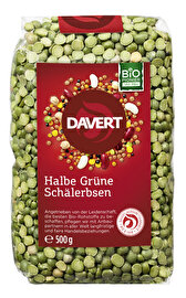 Halbe Grüne Schälerbsen von Davert eignen sich perfekt, um Erbsenpüree oder Füllungen für köstliche Gerichte zuzubereiten.