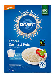 Der Echter Basmati Reis von Davert ist ein edler, besonders lockerer und feiner Duftreis.
