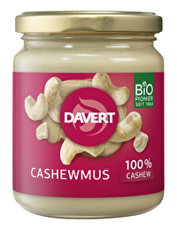 Das Cashewmus von Davert ist ein Mus aus hochwertigen, fettfrei gerösteten Bio-Cashewkernen, ganz ohne weitere Zutaten.