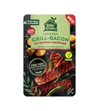 Dieser vegane Grill-Bacon mit Paprika Marinade von Billie Green, hat seinen unverwechselbaren saftigen Grillgeschmack durch die würzig-rauchige Paprikamarinade.