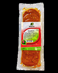 Der Salamito Aufschnitt von alberts ist eine vielseitig einsetzbare vegane Salami aus Weizeneiweiß und Räuchertofu für die kalte und warme Küche.