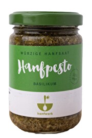 Hanfpesto Basilikum von hanfwerk ist ein wunderbares veganes Pesto auf Basis von Hanf.