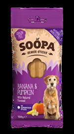 Die Kauknochen Banana & Pumpkin SENIOR von Soopa wurden extra für ältere Hund entwickelt.