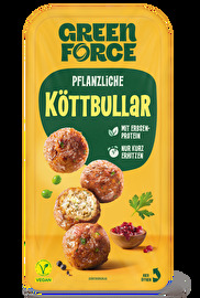 Vegane Köttbullar von GREENFORCE sind frittiert und eine kugelrunde Fleisch-Alternative.