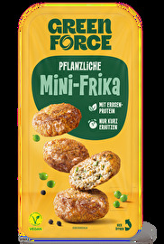 Genau wie die große vegane Frikadelle, kommen auch die kleinen frische Mini Frika von GREENFORCE mit Erbsenprotein daher.