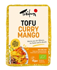 Der Tofu Curry Mango mit neuer Rezeptur von Taifun ist eine raffinierte Kombination aus Curry mit fruchtiger Mango-Note und dezenter Ingwer-Cayenne-Schärfe im Abgang.