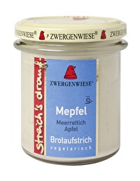 Mepfel - Meerrettich-Apfel-Brotaufstrich von Zwergenwiese weckt Erinnerungen an den guten Apfelmeerrettich und ist universell einsetzbar. Köstlich und günstig im kokku Vegan-Shop!