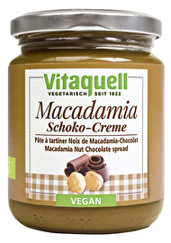 Die Macadamia-Schoko-Creme von Vitaquell versüßt jedem Leckermaul das Frühstück oder den nächtlichen Spaziergang zum Kühlschrank. Jetzt bei kokku im Vegan-Shop kaufen!