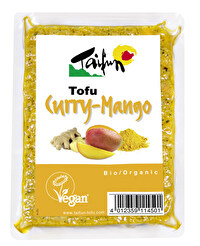 Der Tofu Curry Mango von Taifun ist eine raffinierte Kombination aus Curry mit fruchtiger Mango-Note und dezenter Ingwer-Cayenne-Schärfe im Abgang.