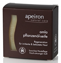 Die Amla Pflanzenölseife 3in1 von Apeiron reinigt gestresste Haut, wirkt antioxidativ und stellt in kürzester Zeit ein frisches Hautbild her! Jetzt günstig bei kokku im Veganshop bestellen!