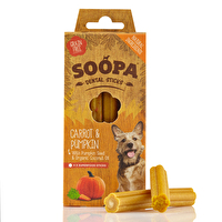 Die Kauknochen Dental Sticks Carrot & Pumpkin von Soopa sind ein perfektes Leckerlie für Deinen Hund. In dem Pack sind 4 kleine Kausticks mit Karotten und Kürbis enthalten. Jetzt günstig bei kokku im veganen Onlineshop bestellen!