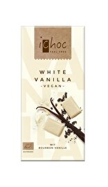 Die White Vanilla von iChoc - herrliche weiße, vegane Schokolade mit einem Hauch von Vanille-Aroma! Jetzt bei kokku, deinem Veganshop, kaufen!