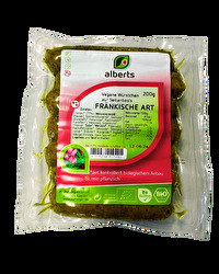 Die Fränkischen Seitan Würstchen von Alberts: knackig und lecker würzig nach fränkischer Art mit feinen Kräutern.
