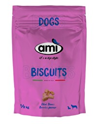 Die Biscuits Beeren vom AMI verwöhnen Deinen geliebten Vierbeiner mit dem leckeren Aroma von Waldbeeren, und das bei jedem Bissen!
