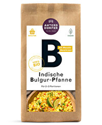 Die Indische Bulgur Pfanne von der Antersdorfer Mühle überzeugt durch die einfache Zubereitung und die hochwertigen Zutaten.