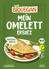 Mein Omelette-Ersatz von Biovegan wurde auf Basis von Kichererbsenmehl entwickelt und bietet so nicht nur einen tollen Omelett-Geschmack, sondern auch wertvolle Proteine. Schnell und einfach mit Wasser anrühren, in der Pfanne braten, nach Bedarf füllen - und genießen!
