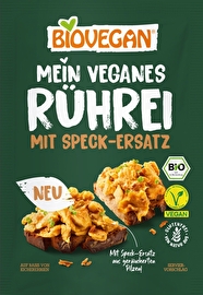 Mein veganes Rührei mit Speck-Ersatz von Biovegan lässt auch Dich veganes Rührei noch einmal vollkommen neu erleben!
