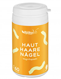 Die Haut-Haare-Nägel-Kapseln von BjökoVit verschaffen dir ein strahlendes Aussehen inmitten des Stress! Kauf es günstig bei kokku, deinem Veganshop!