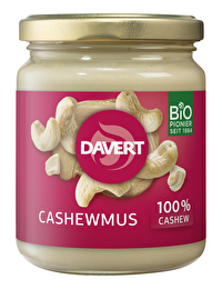 Das Cashewmus von Davert besteht aus hochwertigen, fettfrei gerösteten Bio-Cashewkernen und kommt ganz ohne zusätzliche Zutaten aus.