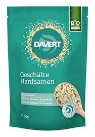 Die geschälten Hanfsamen von Davert überzeugen mit ihrem milden, nussigen Geschmack und bieten eine hervorragende Alternative zu Nüssen.