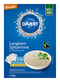 Dieser mild-aromatische Spitzen Langkornreis von Davert stammt aus dem Fairtrade-Khaddar-Projekt in Indien und überzeugt durch seine strahlend weißen, locker-leichten Reiskörner.