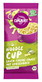 Wenn du den klassischen Käse-Hack-Lauch-Look magst, wird dir der Noodle Cup Lauch-Creme-Sauce von Davert bestimmt gefallen.