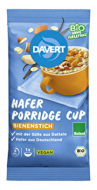 Der Hafer Porridge Cup Bienenstich von Davert bringt Dir den Geschmack des klassischen Sonntagskuchens direkt auf den Frühstückstisch.