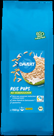 Reis Pops mit Rübenzucker von Davert – glutenfrei, vegan und angenehm süß. Mit mild aromatischem Fairtrade-Reis aus einem Anbauprojekt in Indien.