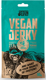 Das Vegan Jerky Teriyaki von Fine Gusto Nature ist der optimale Snack für alle, die auf den süßlich-herzhaften Teriyaki-Geschmack stehen und gern etwas richtig Proteinreiches snacken wollen. Satte 27,5 Protein sind in jedem Päckchen enthalten!