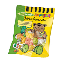 Janosch Bärenfreunde sind fructosefreie und vegane Gummibärchen, die komplett auf Fruchrzucker verzichten und dabei trotzdem voll lecker schmecken! Jetzt neu im Veganshop bei kokku!