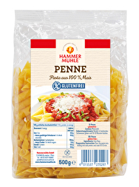 Die Penne von Hammermühle bestehen zu 100% aus Maismehl und schmecken hervorragend zu einer scharfen Arrabbiata Sauce oder mit frischem Pesto oder oder