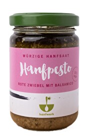 Das Hanfpesto Rote Zwiebel mit Balsamico von hanfwerk öffnet uns die Türen zu völlig neuen Pesto-Geschmackswelten!
