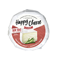 Der Edle Klassik von Happy Cheeze ist eine köstliche, pflanzliche Alternative zu Camembert auf Basis von Cashewnüssen. Die fermentierte Cashewmasse reift mit Edelschimmel, wodurch Der Edle Klassik seinen unverwechselbaren 'käsigen' Geschmack enthält.