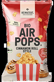 Die Bio AirPops Cinnamon Roll Style von Heimatgut – luftig-leichtes Popcorn mit dem zimtig-süßen Geschmack des beliebten Gebäcks.