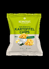 Die beliebtesten Kartoffelchips endlich in veganer Ausführung, die Kartoffel Chips Sour Cream Style von Heimatgut machen es möglich.